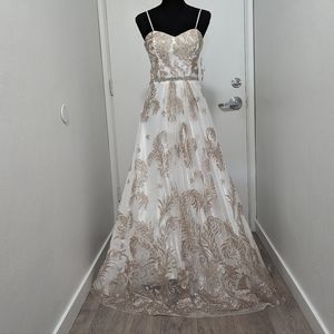 SOLD Cachet White Glitter Prom Dress